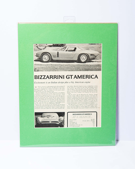 Bizzarrini GT America original Road & Track article mated cutout