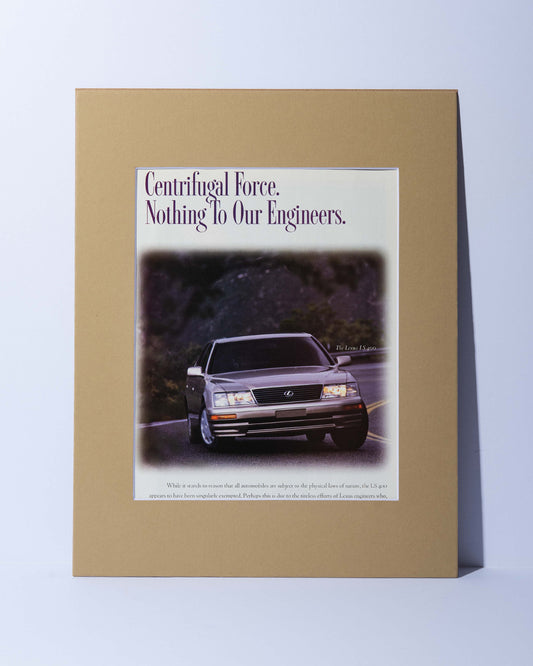 Lexus LS400 "Centrifugal Force" vintage mated ad
