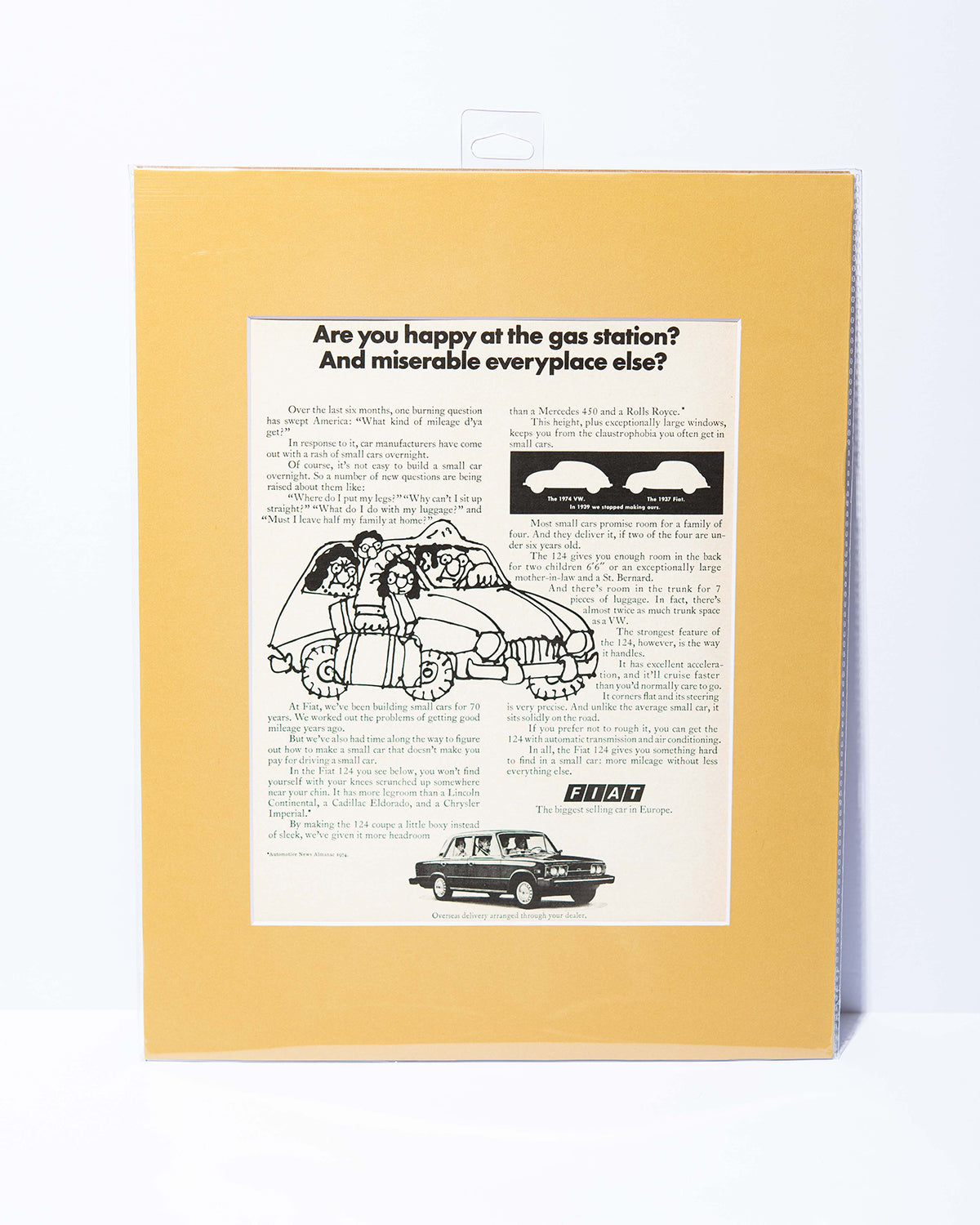 Fiat 124 "Are you happy at the gas station?" original vintage mated ad