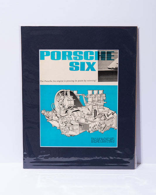 "The Porsche six engine is proving its point by winning!" original vintage mated article page