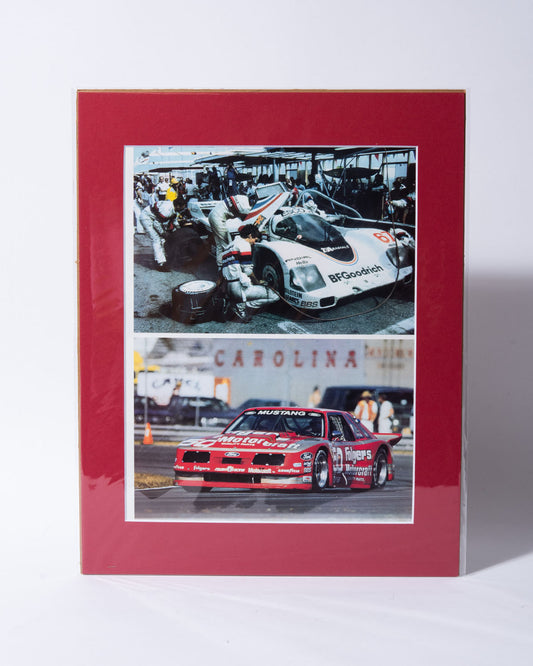 Daytona 24hr Porsche 962 and Mustang original vintage mated racing article images