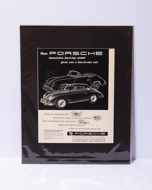 Porsche 356 "New Porsche detachable hard-top model..." original vintage mated advertisement