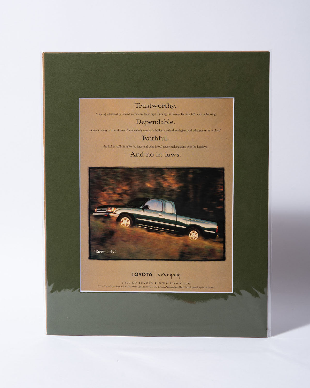 Toyota Tacoma Xtracab 4x2 "Trustworthy" original vintage mated advertisement