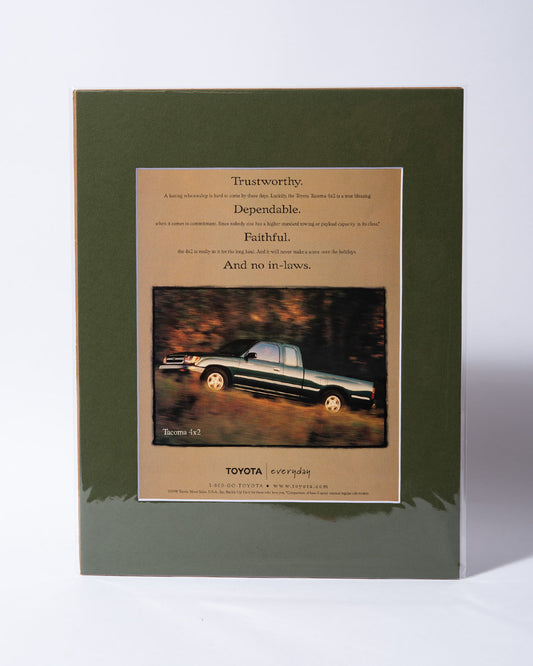 Toyota Tacoma Xtracab 4x2 "Trustworthy" original vintage mated advertisement