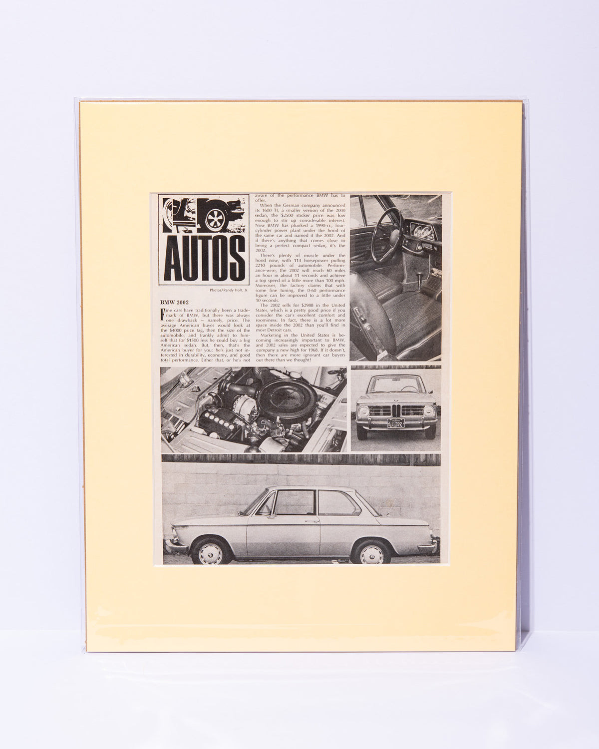 E10 BMW 2002 Sports Car Graphic original vintage mated article
