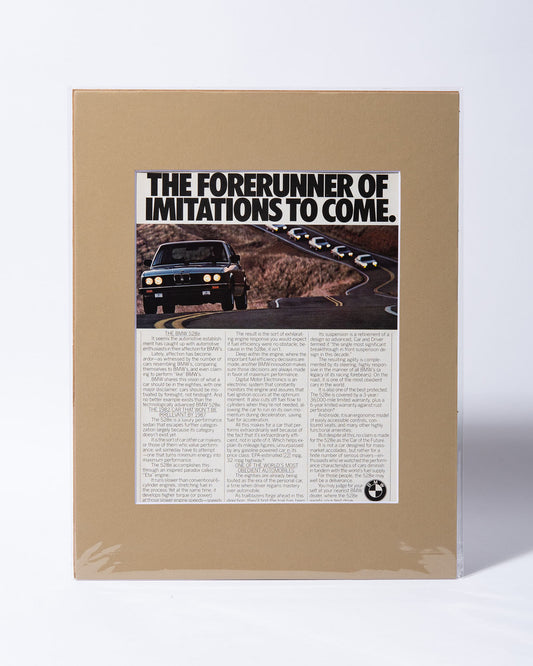 E28 BMW 528e "The Forerunner of..." original vintage mated magazine advertisement
