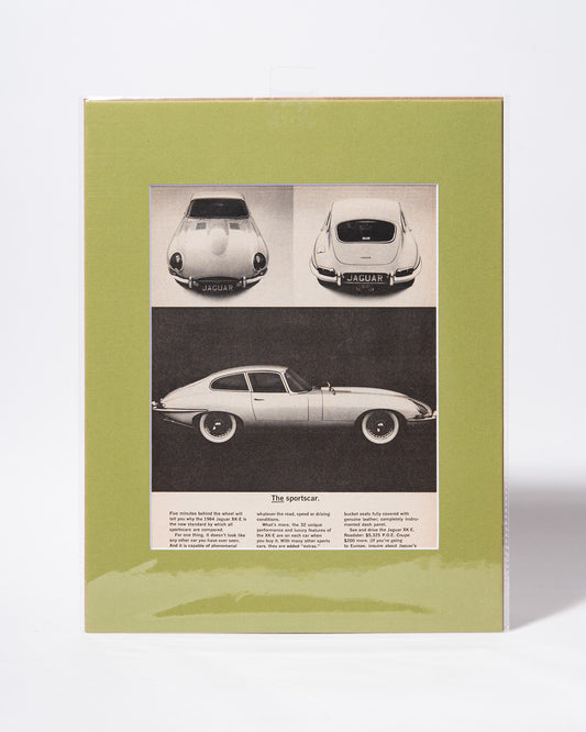 Series 1 Jaguar XKE E-type coupe - original vintage mated advertisement