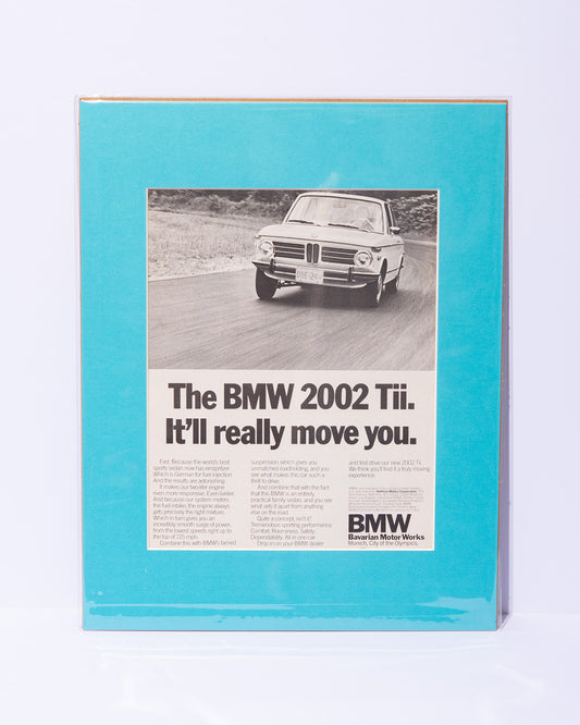 "The BMW 2002 Tii..." original mated vintage magazine ad