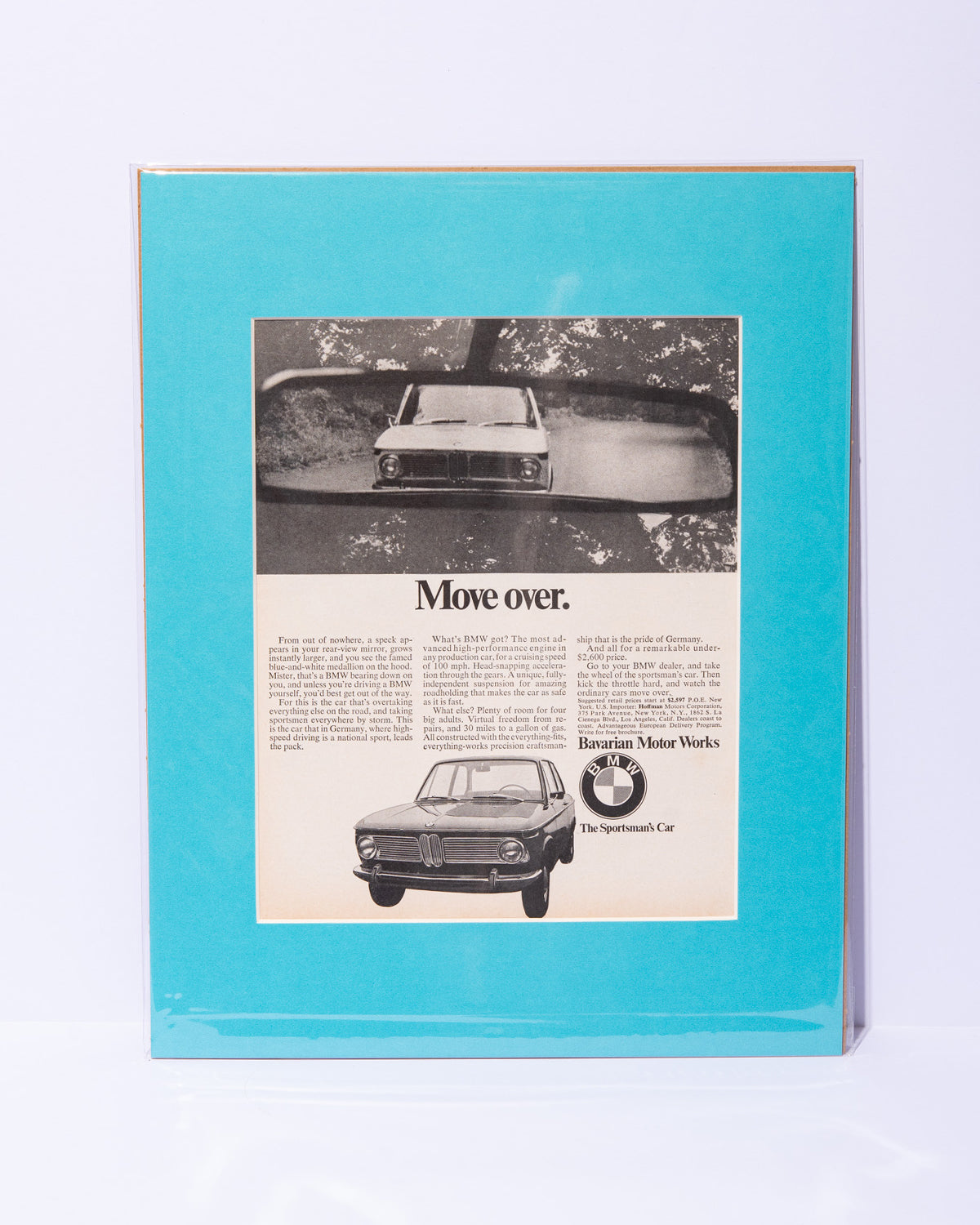 E10 BMW 2002 "Move Over" original vintage mated advertisement