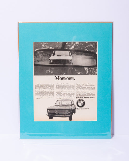 E10 BMW 2002 "Move Over" original vintage mated advertisement