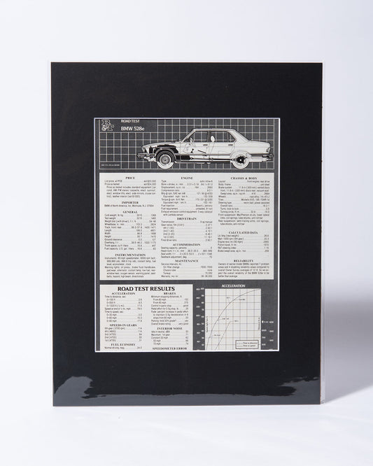 E28 BMW 528e original vintage mated Road & Track road test results