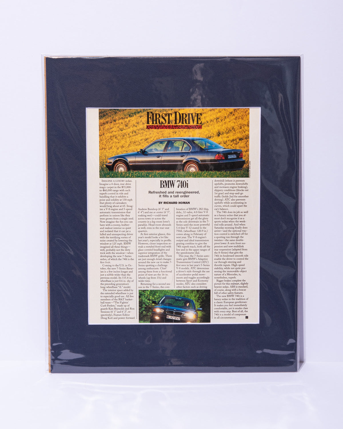 E38 BMW 740i Road & Track First Drive original vintage mated article