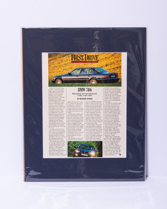 E38 BMW 740i Road & Track First Drive original vintage mated article