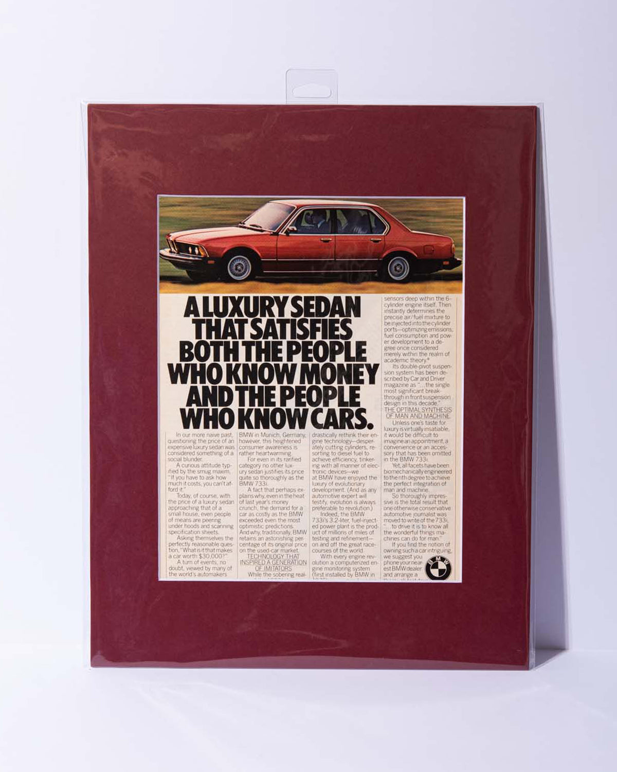 E23 BMW 733i "A Luxury Sedan..." original mated vintage magazine advertisement