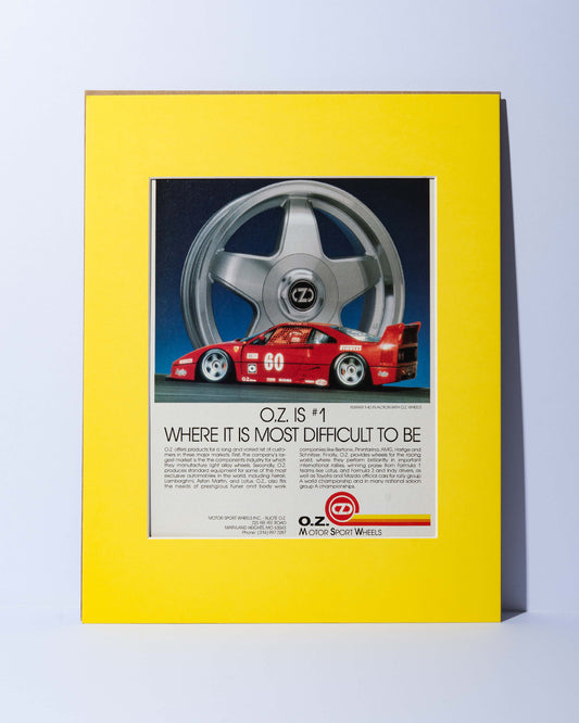 Ferrari F40 LM O.Z. Motor Sport Wheels vintage mated ad