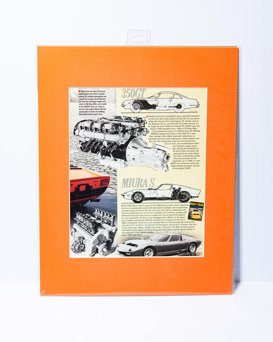 Lamborghini 350GT and Miura S vintage original infographic