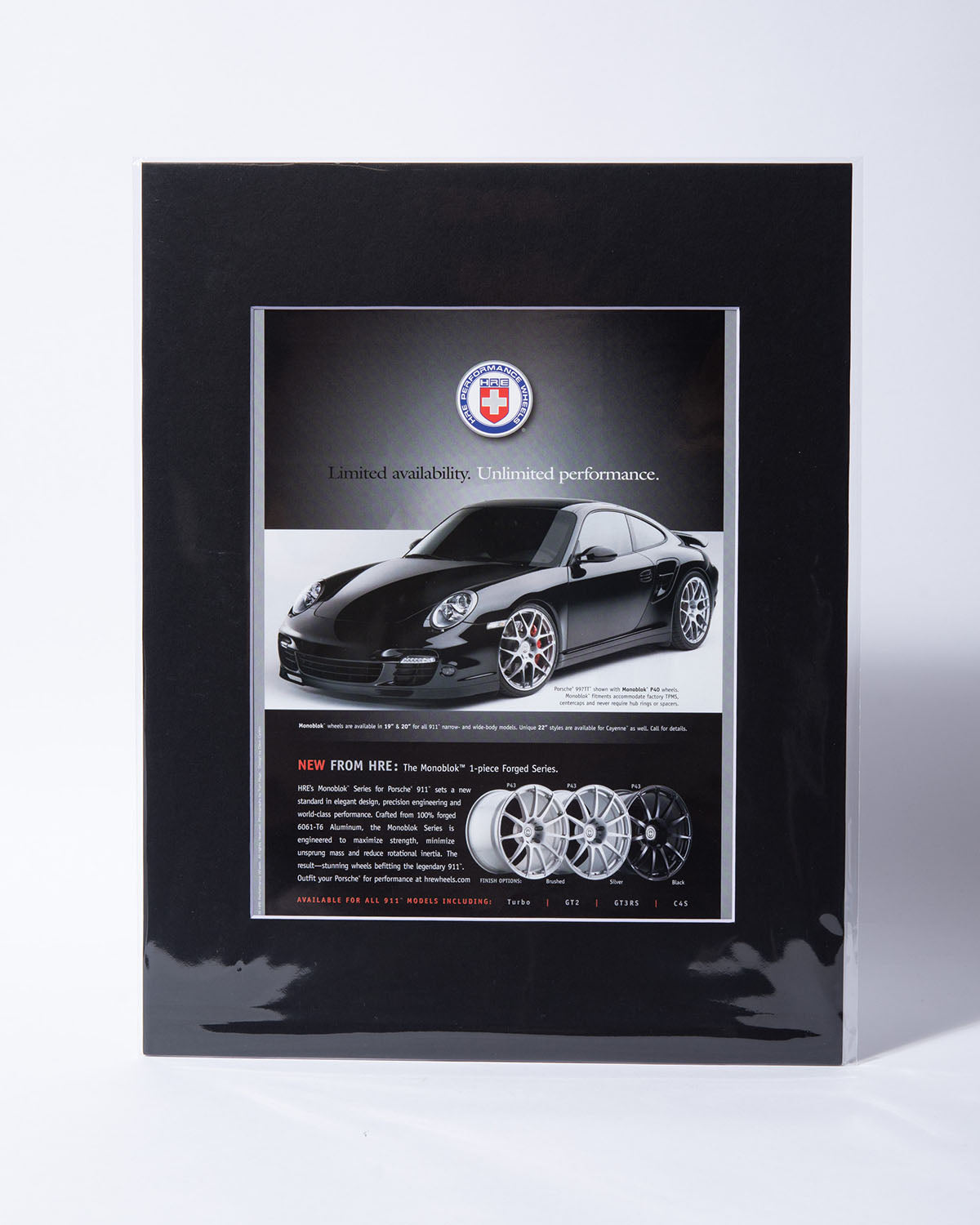 HRE Wheels P40 Monoblok + Porsche 911 997TT original vintage mated ad