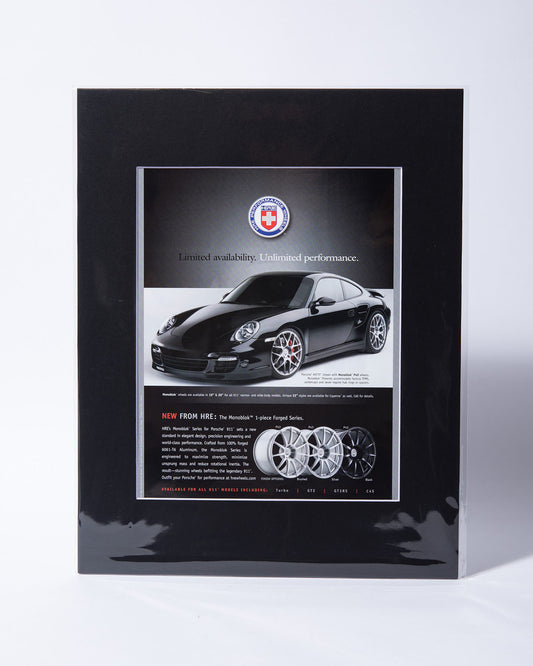 HRE Wheels P40 Monoblok + Porsche 911 997TT original vintage mated ad