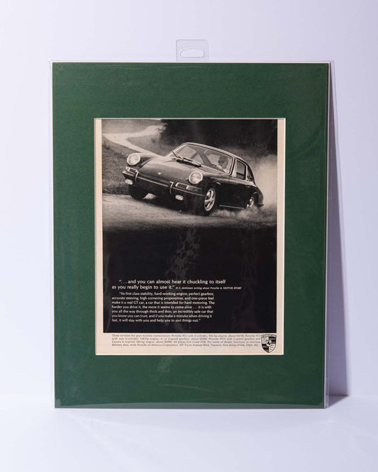 Porsche 911 "...and you can almost hear it..." original vintage mated advertisement