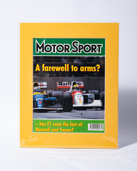 Senna v. Mansel "A farewell to arms?" Motor Sport UK magazine original vintage mated cover