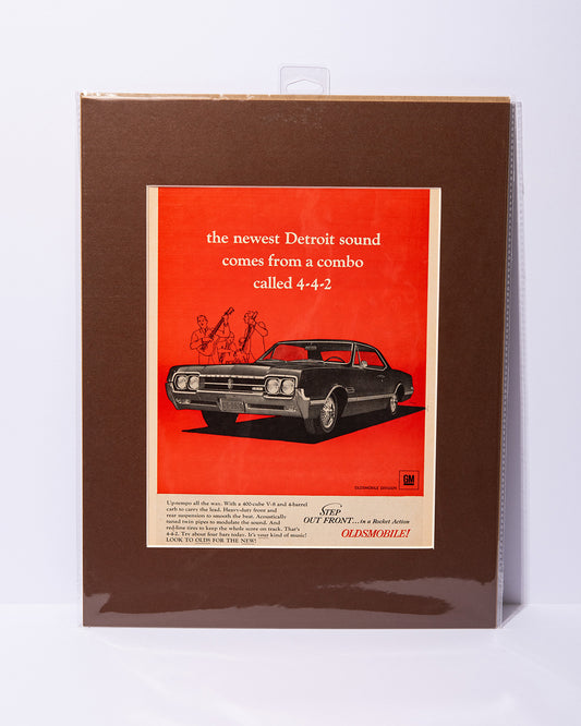 "the newest Detroit sound comes from a combo called 4-4-2" vintage Oldsmobile ad