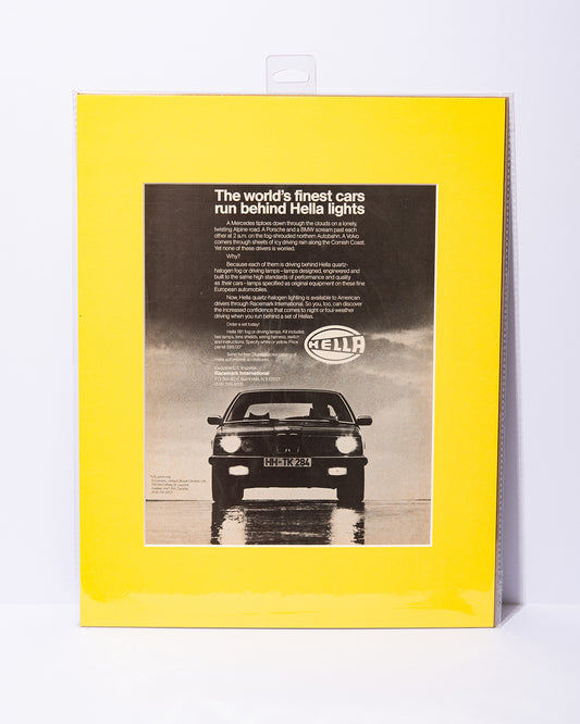 BMW x HELLA lights vintage mated ad