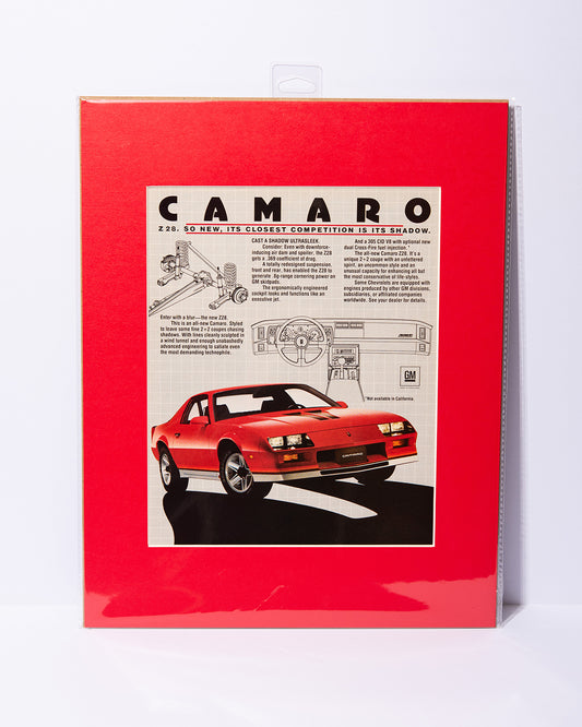 Camaro Z28 "SO NEW, ITS CLOSEST COMPETITION IS ITS SHADOW" vintage ad
