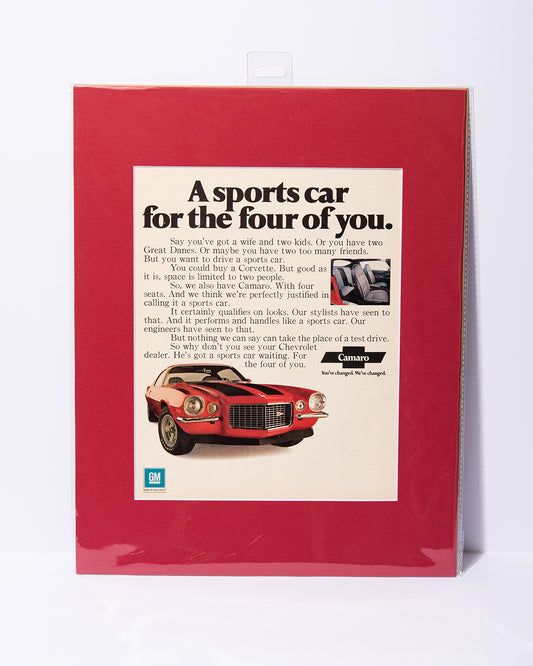 1971 Camaro Z28 "A sports car for the four of you" vintage ad