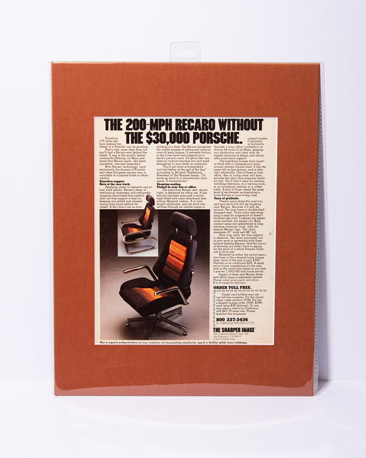 "THE 200-MPH RECARO WITHOUT THE $30,000 PORSCHE" vintage Recaro ad
