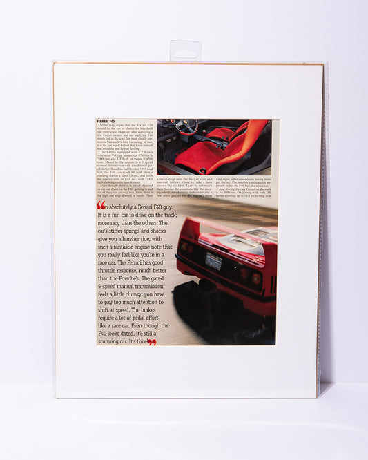 Ferrari F40 vintage Road & Track article