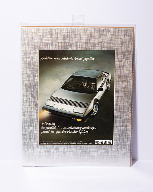 Ferrari Mondial 8 "Evolution moves selectively towards perfection" vintage ad