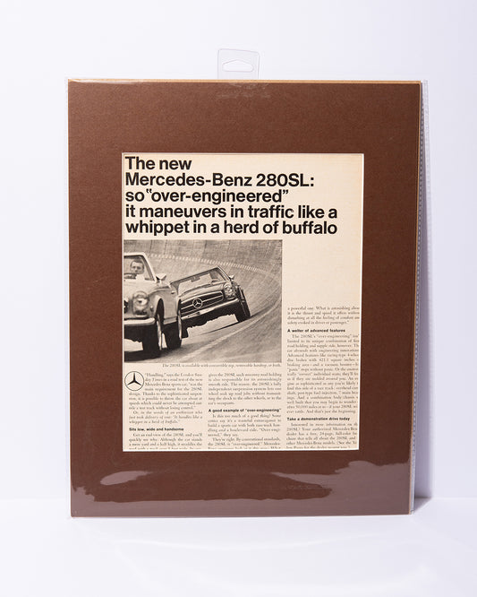 Mercedes Benz 280SL Pagoda "over-engineered" vintage mated ad