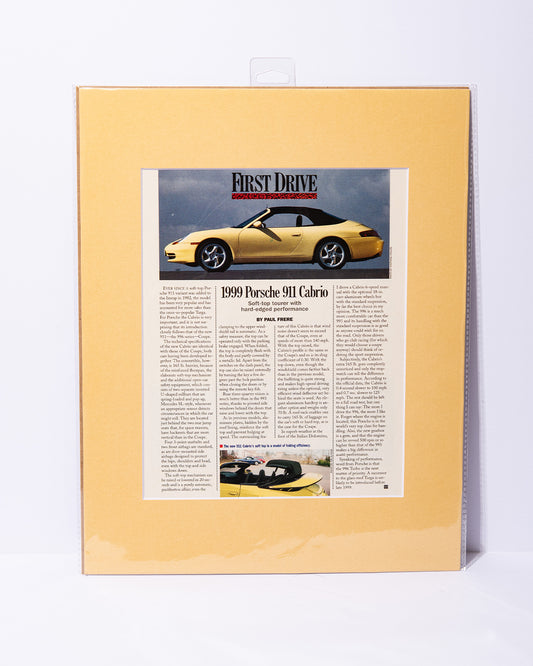 1999 Porsche 911 Cabrio 996 Road & Track "First Drive" matted cutout
